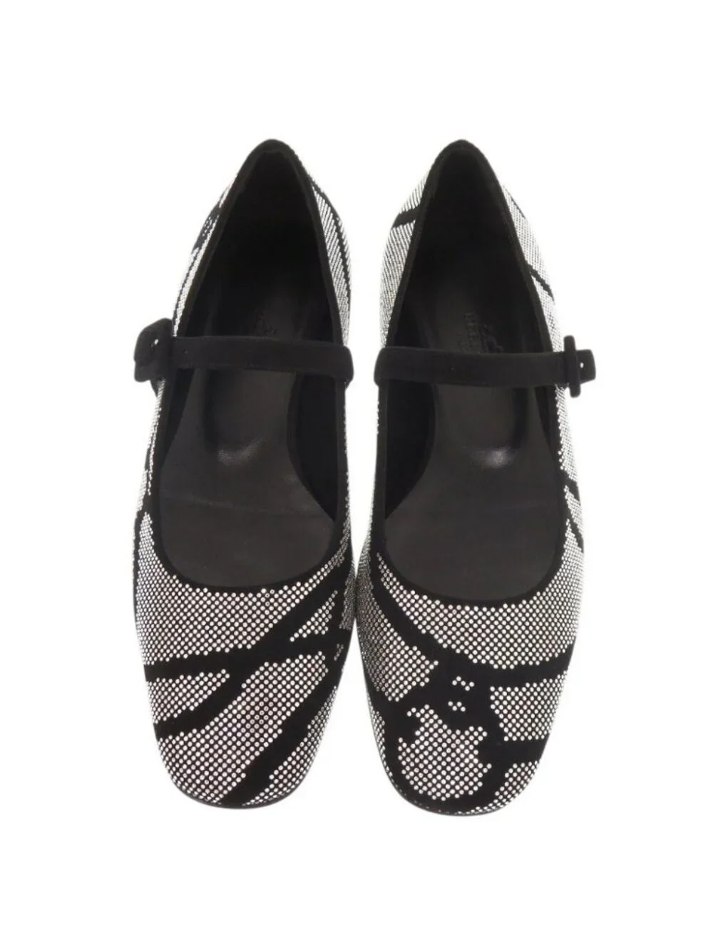 Hermes Light Ballet Flats 36 Suede Rhinestone Black Shoes Flat